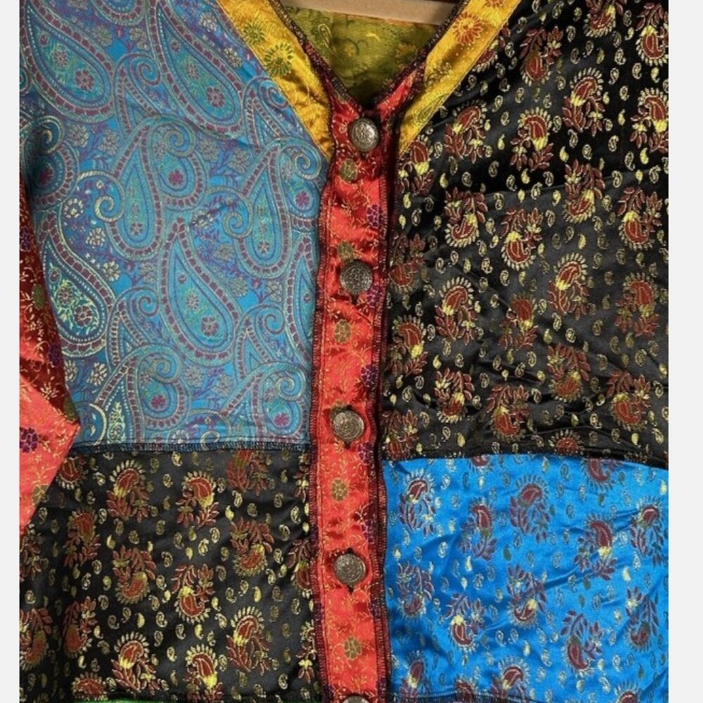 Vintage Phool Patchwork Button Front Tunic Jacket… - image 3